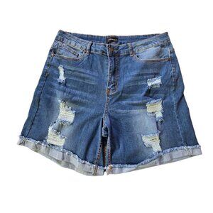High waist Denim Shorts Size 18 Distressed Shorts